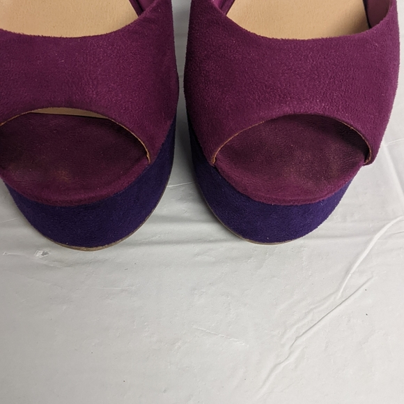 Olsenboye Peep toe Ankle Strap Purple and Blue Stiletto Sandals 8.5 - Picture 13 of 13